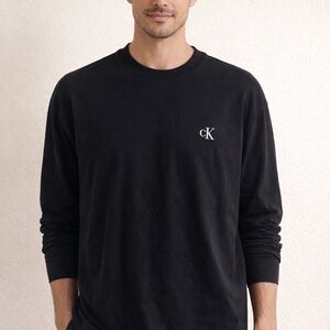 Calvin Klein Men's Black Long Sleeve Cotton Tee ( large)